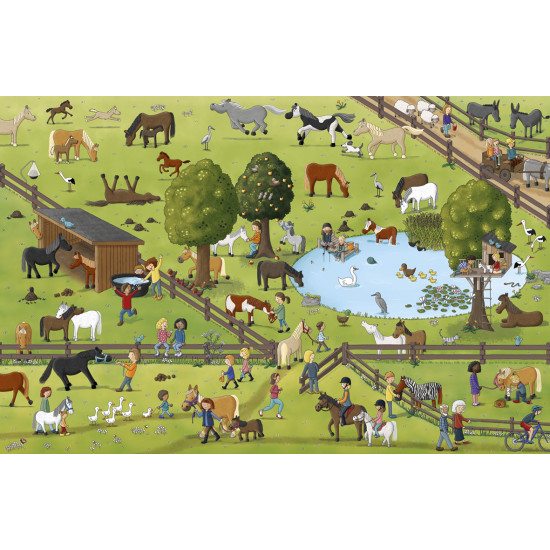Nahlédněte do každodenního života na koňské farmě! Na velkoformátových ilustracích můžete tyto krásné a ušlechtilé tvory obdivovat.