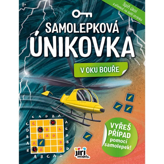 Samolepková únikovka V oku bouře – interaktivní sešit plný hádanek, úkolů a samolepek pro děti.