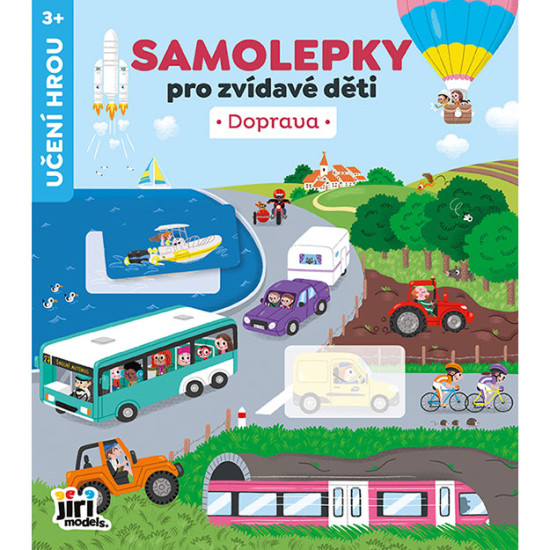 Samolepková knížka o dopravě pro děti s krásnými ilustracemi a vzdělávacími úkoly.