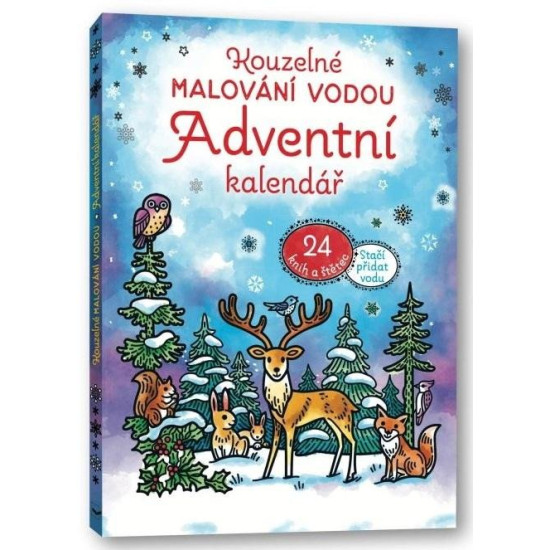 Adventní kalendář s Kouzelným malováním vodou, kde každý den přináší novou knížku s obrázkem, který ožije po dotyku štětce s vodou