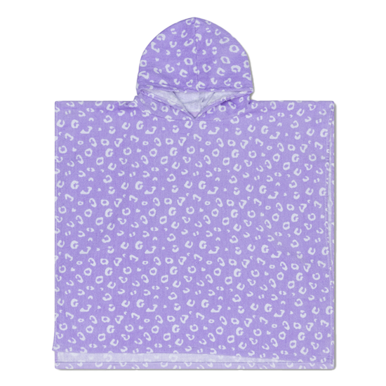 Dětské ručníkové pončo s kapucí Leopard fialový Swim Essentials