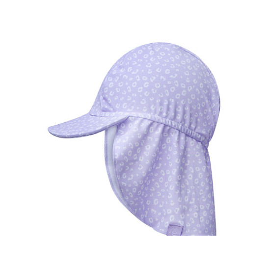 Praktický letní klobouček s ochranou krku od Swim Essentials s leopardím fialovým vzorem ochrání děti před UV zářením.