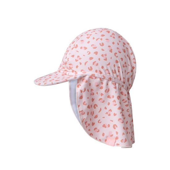 Praktický letní klobouček s ochranou krku od Swim Essentials s leopardím starorůžovým vzorem ochrání děti před UV zářením. 