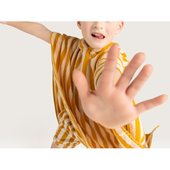 Dětské ručníkové pončo s kapucí Proužky žlutý Swim Essentials