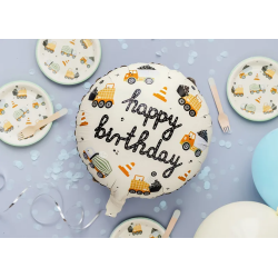 Balónek Happy Birthday Stavební vozidla