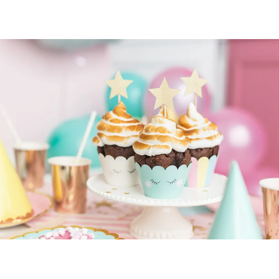 Sada 6 kusov cupcakes v jemných pastelových odstínoch oživí každú detskú oslavu.