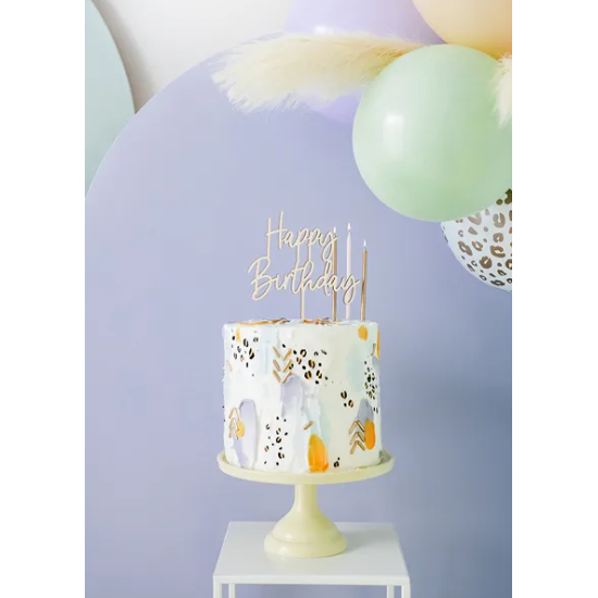 Dřevěná ozdoba na dort Happy Birthday od Party Deco.