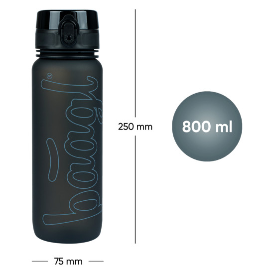 Tritanová láhev Black 800 ml s poutkem a sítkem, ideální do školy, pro sport a výlety, bez BPA, PVC a ftalátů.