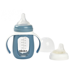 Skleněná kojenecká láhev 2v1 Blue 210 ml