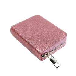Třpytivá peněženka na zip Růžová