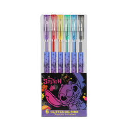Gelová pera se třpytkami Stitch Black 6 ks