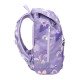 Lehoučká školní taška Retro Unicorn Purple skvěle sedí na zádech malého studenta.