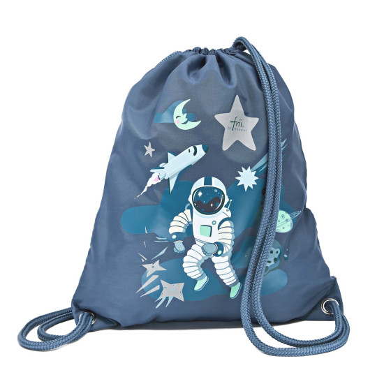 Modrý sportovní stahovací vak Astronaut Blue. Konečně perfektní kapsa na záda, která spojuje praktičnost se stylem.