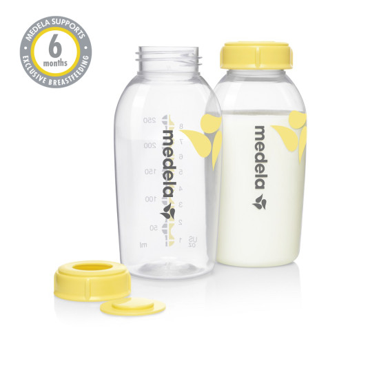 Medela láhve na mateřské mléko, bezpečné skladování, sada lahví 150 ml a 250 ml, kompatibilní s Medela odsávačkami.