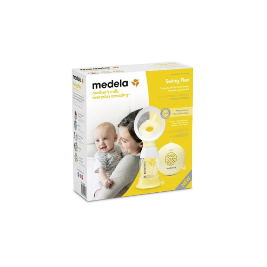 Medela Swing Flex odsávačka s novým prsním nástavcem PersonalFit Flex™, kompaktní a přenosná, s 2-fázovou technologií odsávání a ochranou proti přetečení.