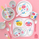 Růžový melaminový dělený talíř pro děti 4 části Tutti Frutti Petit Jour 