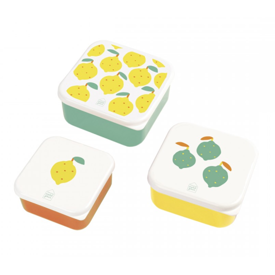 Svačinové boxy na svačinu a oběd Citrony 3 ks Petit Jour 