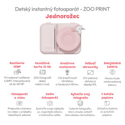 Dětský instantní fotoaparát Zoo Print Jednorožec