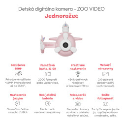 Dětská digitální kamera Zoo Video Jednorožec