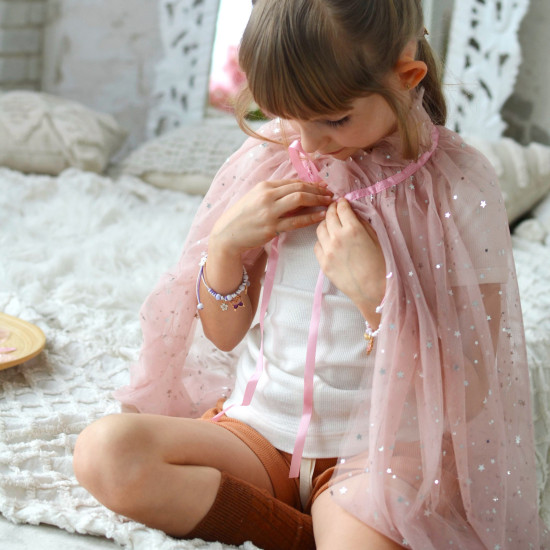 Dětský plášť pro princeznu Růžový tyl Yuko B. 