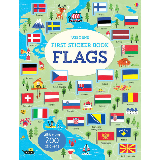 Objevte vlajku každé země na světě pomocí této barevné knihy s nálepkami. 