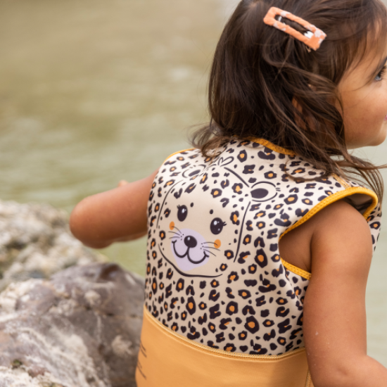Plovací vesta pro děti Leopard béžový 3-5 let