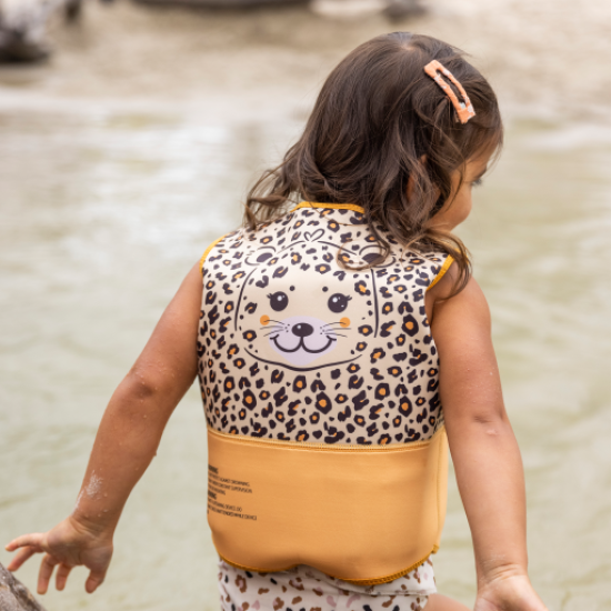 Plovací vesta pro děti Leopard béžový 3-5 let
