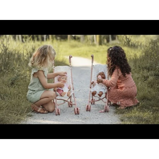 Kočárek Little Dutch Soft Flowers pro panenky s květinovým designem, bezpečnostním pásem a skládací konstrukcí pro děti