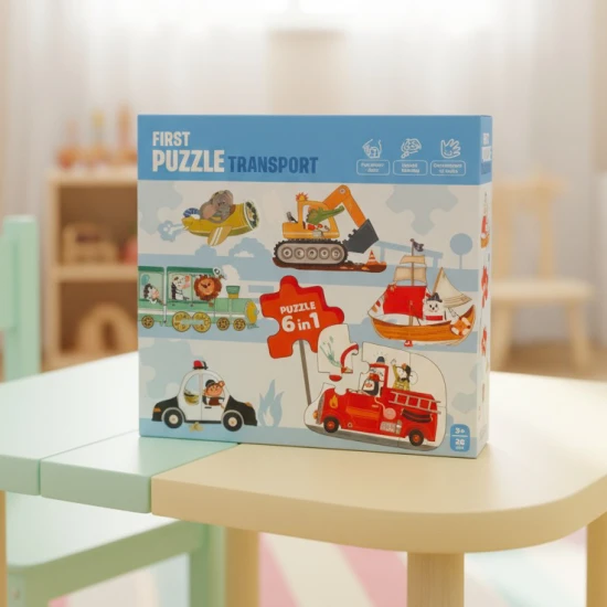 První puzzle Doprava 6v1 – dětské puzzle se zvířátky a dopravními prostředky