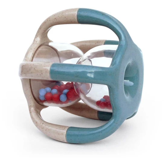 Barevné chrastítko s jednoduchým úchopem a pohyblivými korálky pro děti.