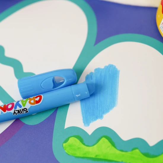 Barevné jemné omyvatelné voskovky pro děti v praktickém boxu – 12 kusů