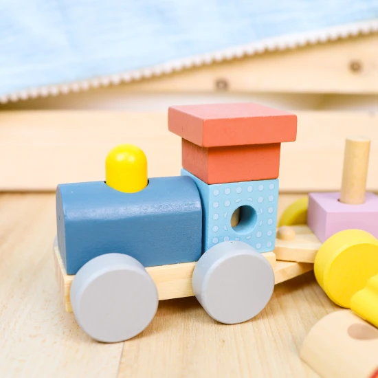 Tooky Toy Dřevěný vláček Zvířátka Dřevěný skládací vláček