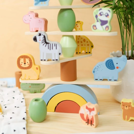 Dřevěná balanční hra pro děti Zvířata Pastel Tooky Toy