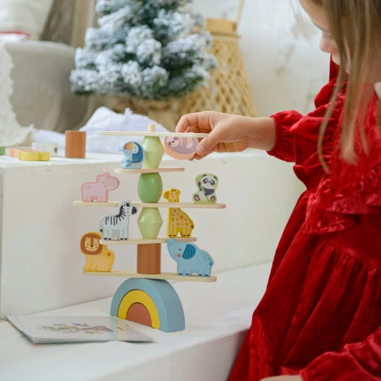 Dřevěná balanční hra pro děti Zvířata Pastel Tooky Toy
