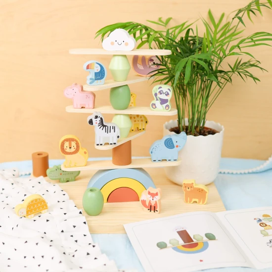 Dřevěná balanční hra pro děti Zvířata Pastel Tooky Toy