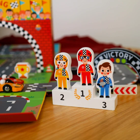Tooky Toy Závodní dráha v kufříku 34 ks Závodní dráha Puzzle silnice v kufříku