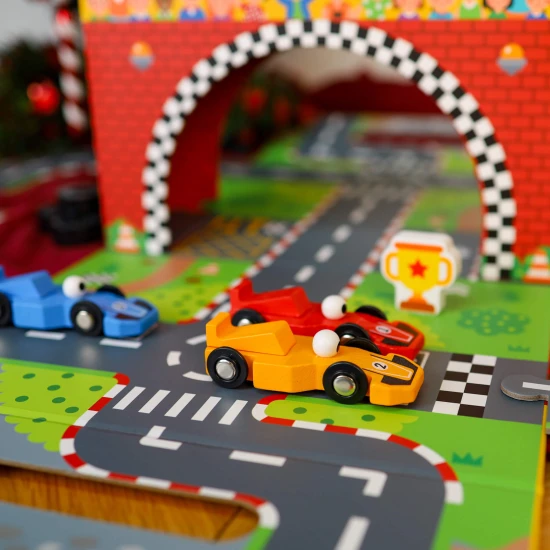 Tooky Toy Závodní dráha v kufříku 34 ks Závodní dráha Puzzle silnice v kufříku