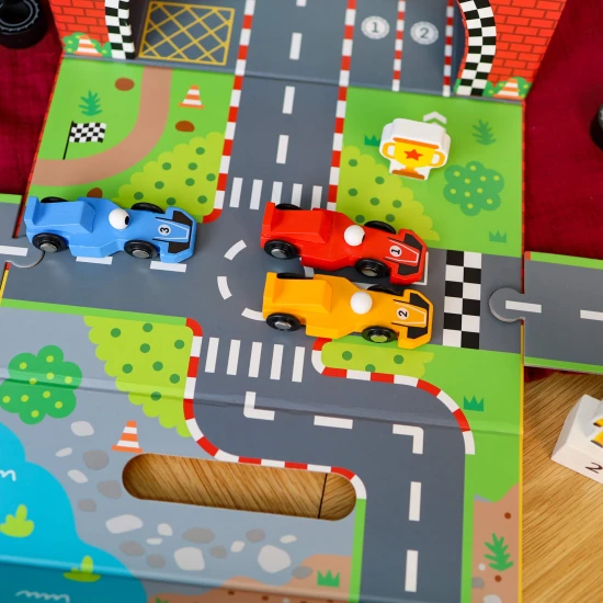 Tooky Toy Závodní dráha v kufříku 34 ks Závodní dráha Puzzle silnice v kufříku