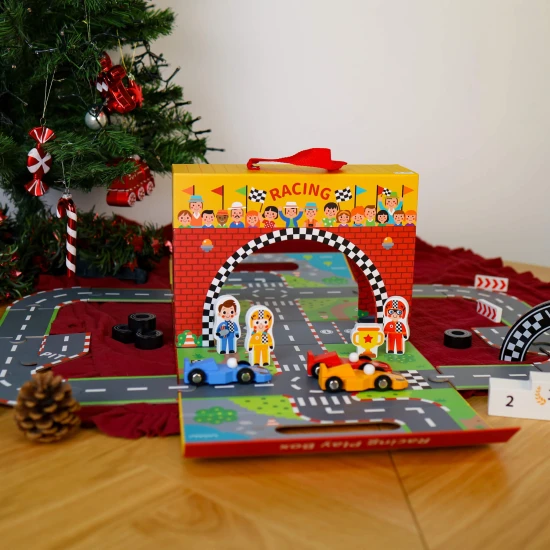 Tooky Toy Závodní dráha v kufříku 34 ks Závodní dráha Puzzle silnice v kufříku