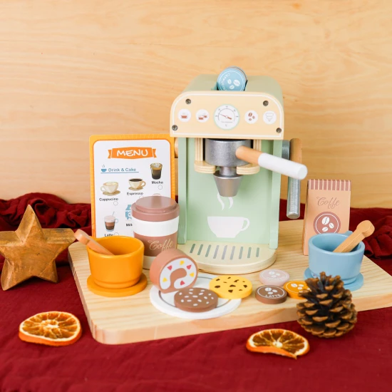 Dřevěný kávovar pro děti Pastel