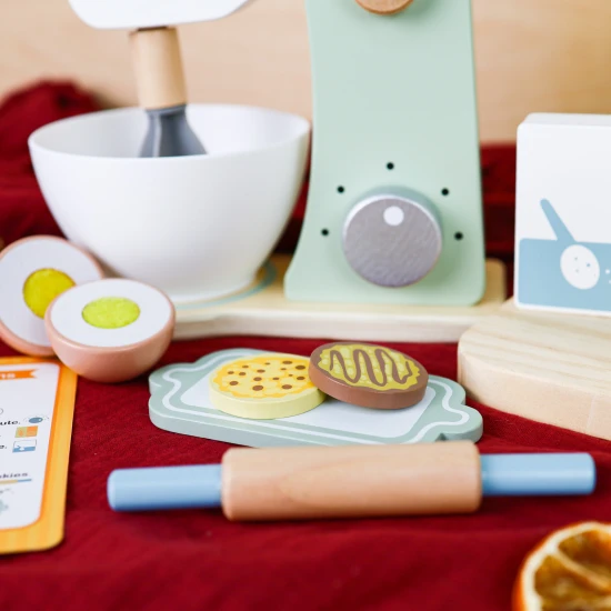 Dětský dřevěný mixér sada na pečení Pastel