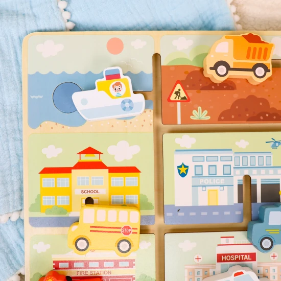 Dřevěné bludiště labyrint dopravní prostředky