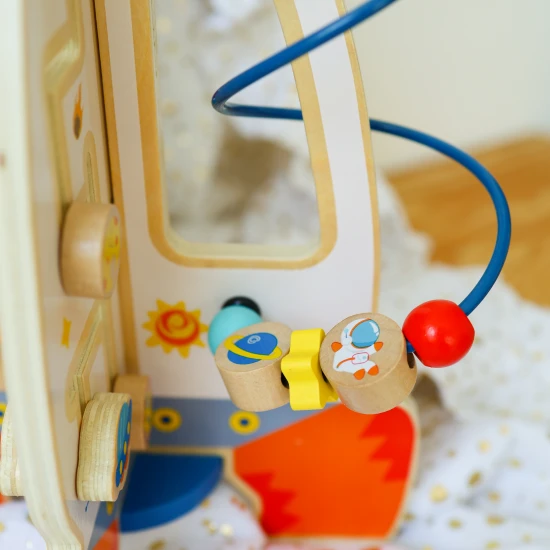 Dřevěná Raketa Motorická hračka s aktivitami Tooky Toy