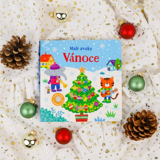 Pojďme společně ozdobit stromek a najít všechny poschovávané dárky v tomto vánočním leporelu se zvuky.