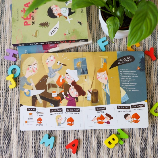 Pikola Péťa povídá ve větách Malý Péťa je zpátky i se svou rodinou, a právě se učí mluvit ve větách. Kniha rozvíjí slovní zásobu a používané věty.