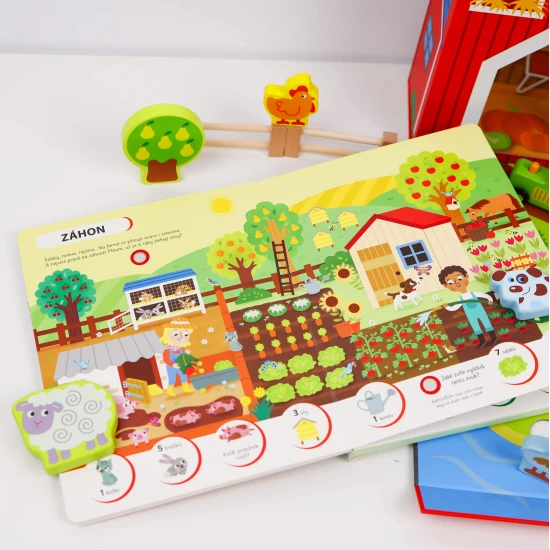 Hledej a poznávej s touto zvukovou knihou zvířata z rušné farmy!