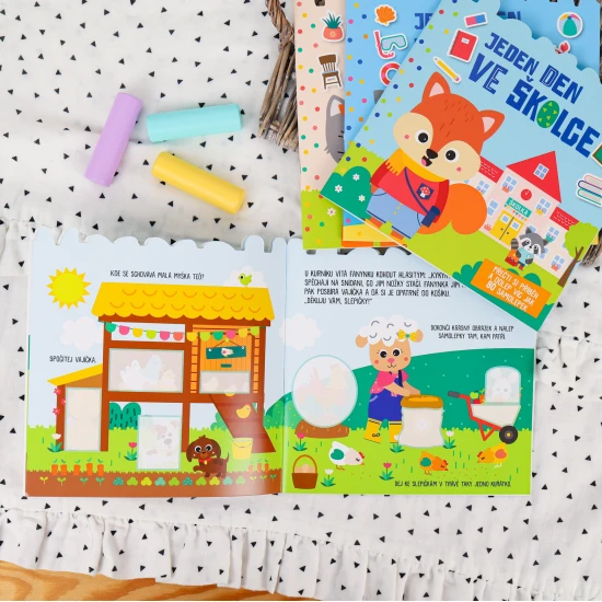 Připojte se k ovečce a kamarádům a zažijte den na farmě plný her a barevných samolepek.