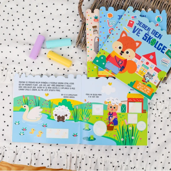 Připojte se k ovečce a kamarádům a zažijte den na farmě plný her a barevných samolepek.