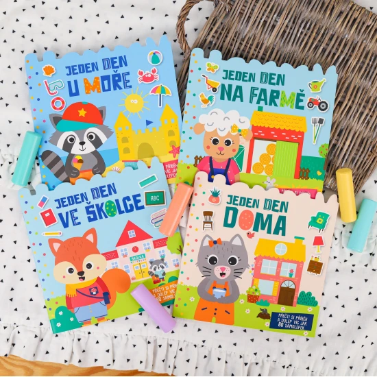 Připojte se k mývalovi a kamarádům při výletu na pláž a zažijte den plný her a barevných samolepek.