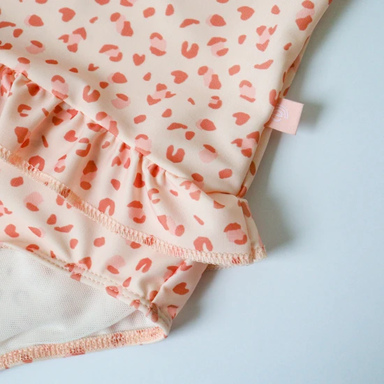 Dětské dívčí plavky s UPF 50+ Leopard starorůžový od Swim Essentials